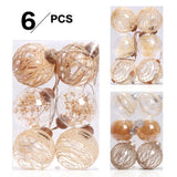 6PCS 7.5cm Linen Transparent Pet Christmas Ball Xmas Tree Hanging Pendant