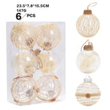 6PCS 7.5cm Linen Transparent Pet Christmas Ball Xmas Tree Hanging Pendant