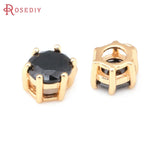 6PCS 7.5x8MM 24K Brass Zircon Charms Pendants Jewelry