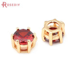 6PCS 7.5x8MM 24K Brass Zircon Charms Pendants Jewelry