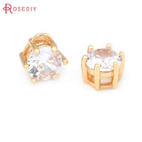 6PCS 7.5x8MM 24K Brass Zircon Charms Pendants Jewelry