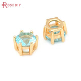 6PCS 7.5x8MM 24K Brass Zircon Charms Pendants Jewelry