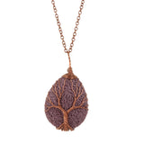 7 Chakra Natural Stone Volcanic Rock Tree of Life Pendant Necklace