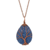 7 Chakra Natural Stone Volcanic Rock Tree of Life Pendant Necklace