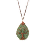 7 Chakra Natural Stone Volcanic Rock Tree of Life Pendant Necklace