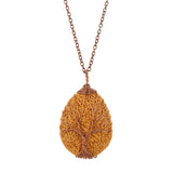 7 Chakra Natural Stone Volcanic Rock Tree of Life Pendant Necklace