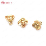 6PCS High Champagne Brass Zircon 3D Flower Charms Pendants Jewelry Earrings