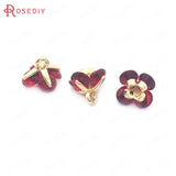 6PCS High Champagne Brass Zircon 3D Flower Charms Pendants Jewelry Earrings