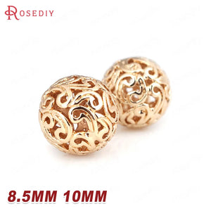 6PCS 8.5MM 10MM Champagne Plated Brass Round Beads DIY Jewelry
