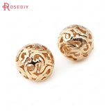 6PCS 8.5MM 10MM Champagne Plated Brass Round Beads DIY Jewelry