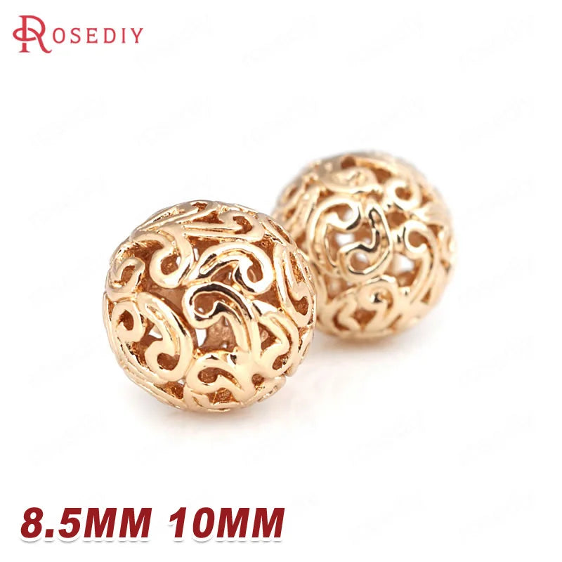 6PCS 8.5MM 10MM Champagne Plated Brass Round Beads DIY Jewelry