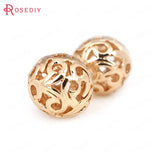 6PCS 8.5MM 10MM Champagne Plated Brass Round Beads DIY Jewelry