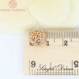 6PCS 8MM 10MM 12MM 24K Champagne Plated Brass Hollow Pattern Round Beads