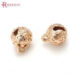 6PCS High Champagne Plated Brass Carving Bell Beads Charms