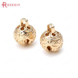 6PCS High Champagne Plated Brass Carving Bell Beads Charms