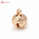 6PCS High Champagne Plated Brass Carving Bell Beads Charms