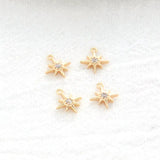 6PCS 8x10MM 14K Real Plated Zircon Star Charms Pendants DIY Jewelry Supplies
