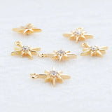 6PCS 8x10MM 14K Real Plated Zircon Star Charms Pendants DIY Jewelry Supplies