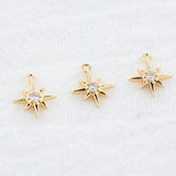 6PCS 8x10MM 14K Real Plated Zircon Star Charms Pendants DIY Jewelry Supplies