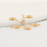 6PCS 8x10MM 14K Real Plated Zircon Star Charms Pendants DIY Jewelry Supplies