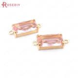 6PCS 8x16MM Champagne Brass Glass 2 Holes Connect Charms Pendants