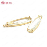 6PCS 8x30MM High Champagne Brass Glass Long Drop Shape Charms Pendants