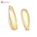 6PCS 8x30MM High Champagne Brass Glass Long Drop Shape Charms Pendants
