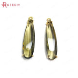 6PCS 8x30MM High Champagne Brass Glass Long Drop Shape Charms Pendants