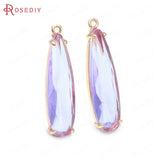 6PCS 8x30MM High Champagne Brass Glass Long Drop Shape Charms Pendants