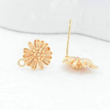 6PCS 9.5MM 14K Flower Stud Earrings DIY Jewelry Making Supplies