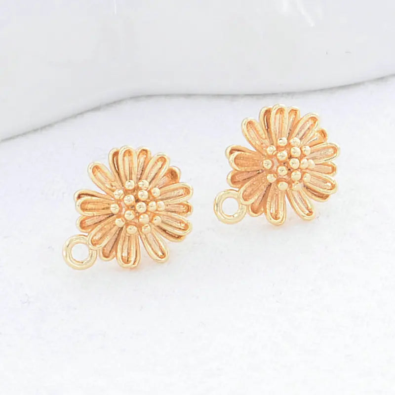 6PCS 9.5MM 14K Flower Stud Earrings DIY Jewelry Making Supplies