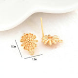 6PCS 9.5MM 14K Flower Stud Earrings DIY Jewelry Making Supplies