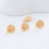 6PCS 9.5MM 14K Flower Stud Earrings DIY Jewelry Making Supplies