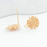 6PCS 9.5MM 14K Flower Stud Earrings DIY Jewelry Making Supplies