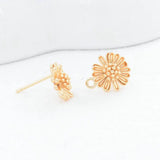 6PCS 9.5MM 14K Flower Stud Earrings DIY Jewelry Making Supplies