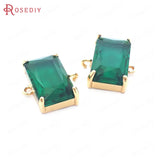6PCS 9x15MM Champagne Brass Glass Charms Pendants