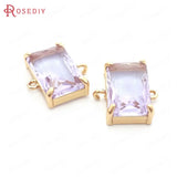 6PCS 9x15MM Champagne Brass Glass Charms Pendants