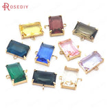 6PCS 9x15MM Champagne Brass Glass Charms Pendants