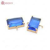 6PCS 9x15MM Champagne Brass Glass Charms Pendants