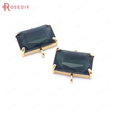 6PCS 9x15MM Champagne Brass Glass Charms Pendants