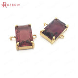6PCS 9x15MM Champagne Brass Glass Charms Pendants