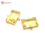 6PCS 9x15MM Champagne Brass Glass Charms Pendants
