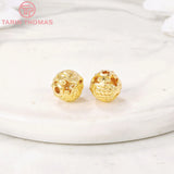 6PCS 9x9MM 24K Brass Hollow Fish Spacer Beads High Jewelry Making Findings