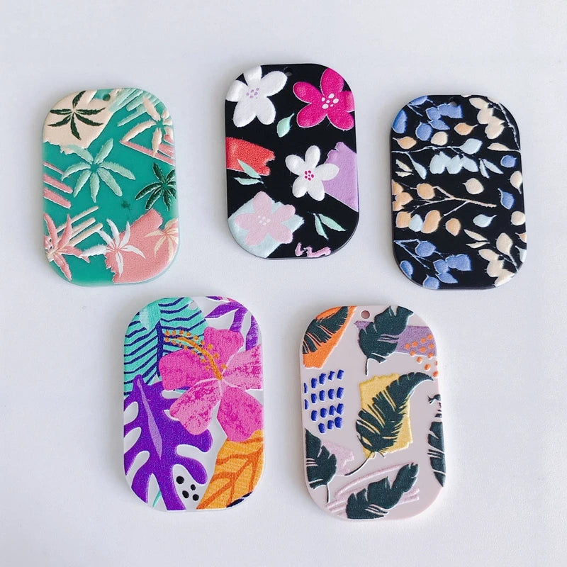 6PCS Acrylic Flower Pendant Necklace Charms DIY Jewelry Making