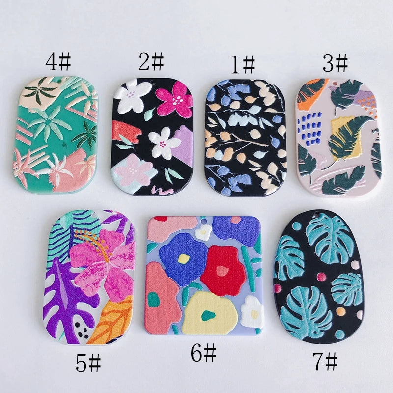 6PCS Acrylic Flower Pendant Necklace Charms DIY Jewelry Making