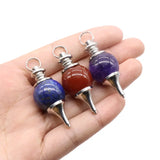 6PCS Natural Power Stone Pendulum Pendant Women Necklace Amulet