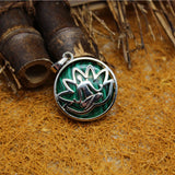6PCS Aventurine Wishing Pendulum Natural Stone Flower Alloy Pendant Necklace
