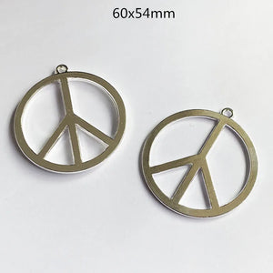 6PCS Big Peace Sign Charms Pendants Tibetan Silver DIY Necklace Findings