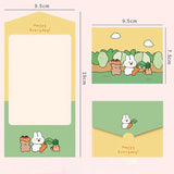 6PCS Cartoon Rabbit Greeting Cards Postcards Wedding Invitation Envelope