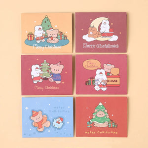 6PCS Cartoon Rabbit Greeting Cards Postcards Wedding Invitation Envelope